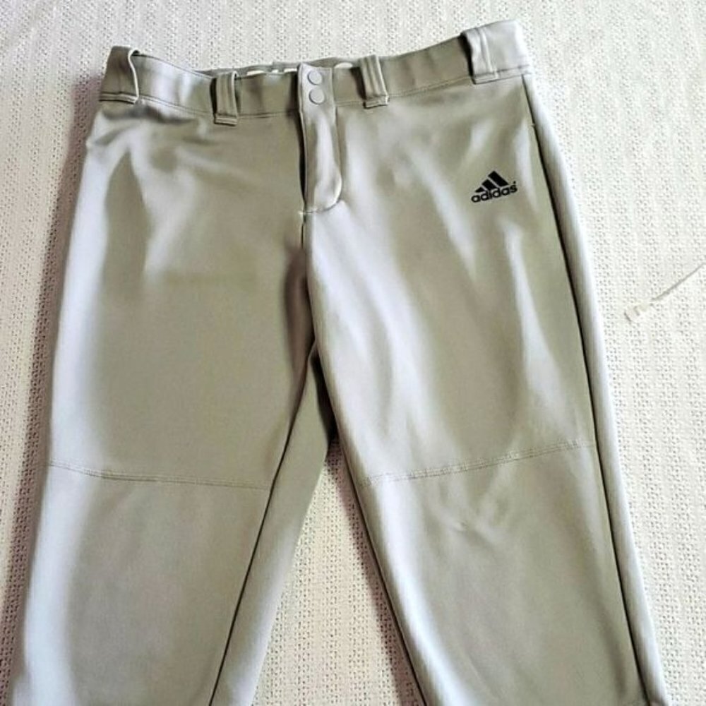 Adidas Unisex Sz. L Grey Belted Tapered Triple Stripe Sport Elastic Leg‎ Pant